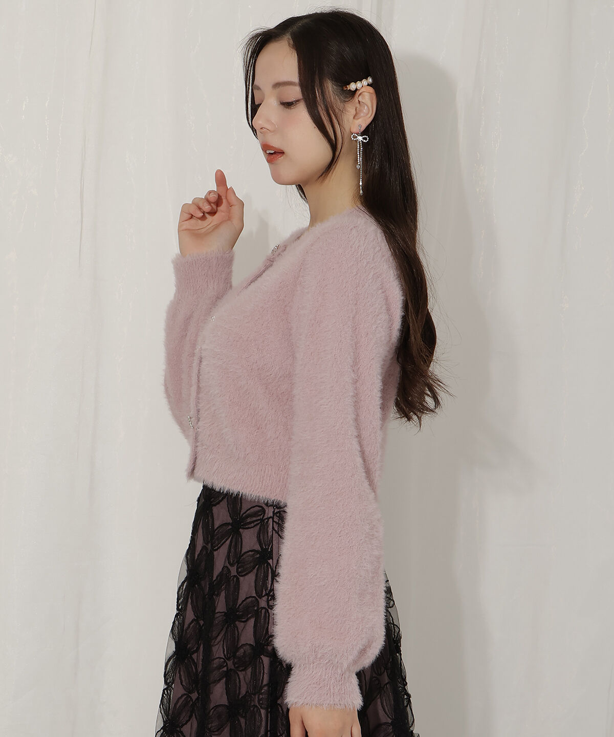 WILLSELECTION「リボンモチーフシャギーカーディガン」|カーディガン|