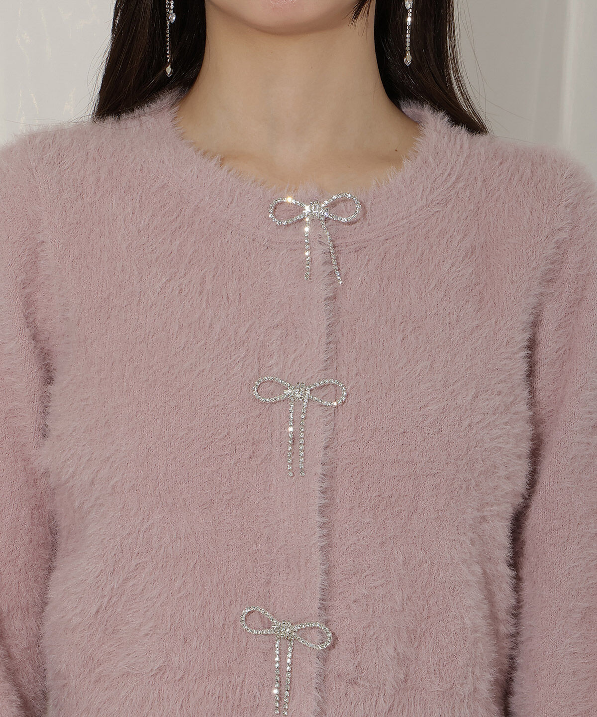 WILLSELECTION「リボンモチーフシャギーカーディガン」|カーディガン|