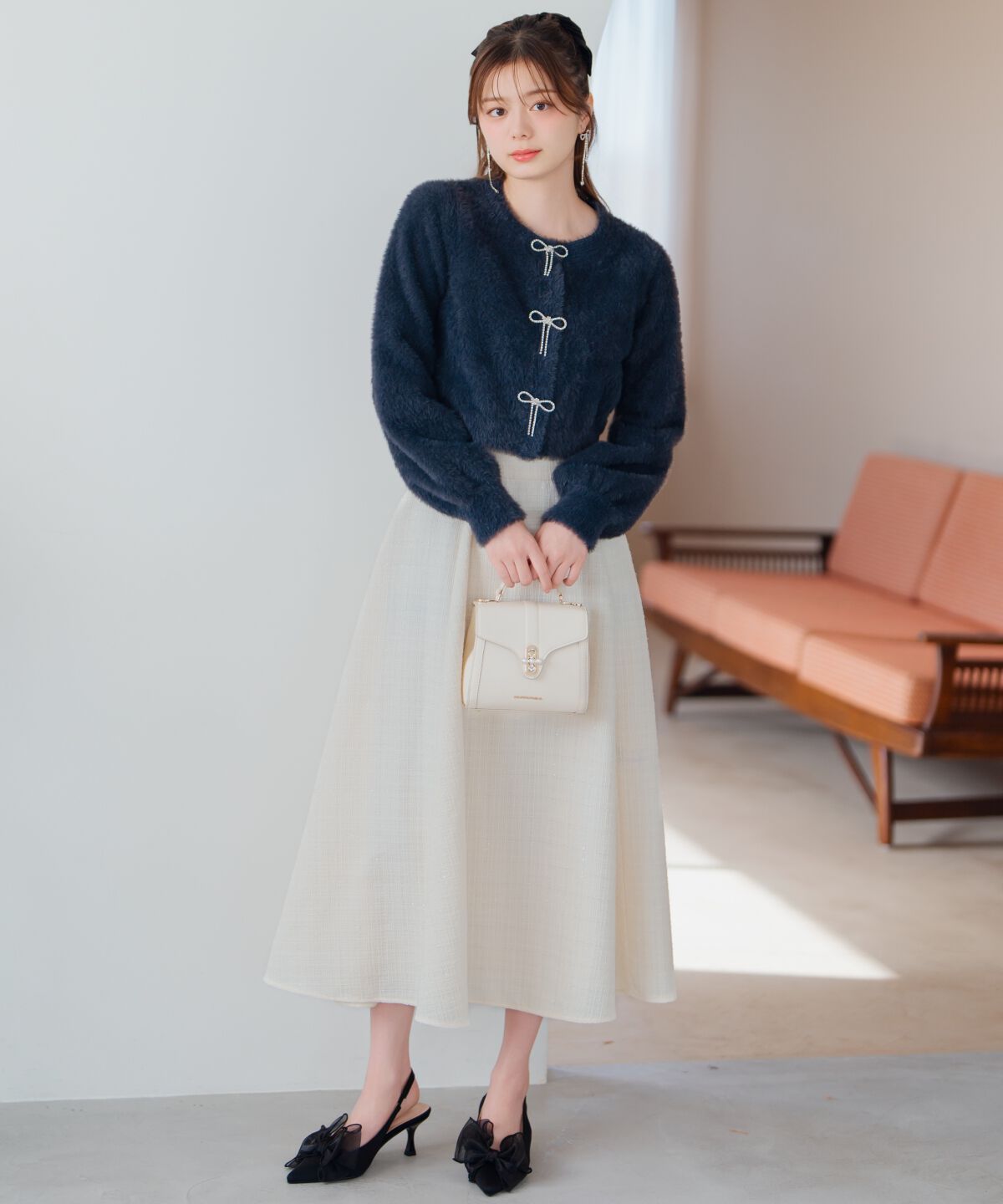 WILLSELECTION「リボンモチーフシャギーカーディガン」|カーディガン|