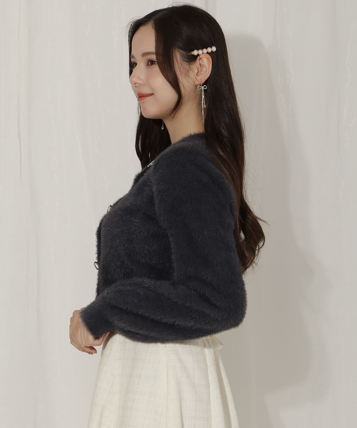 WILLSELECTION「リボンモチーフシャギーカーディガン」|カーディガン|