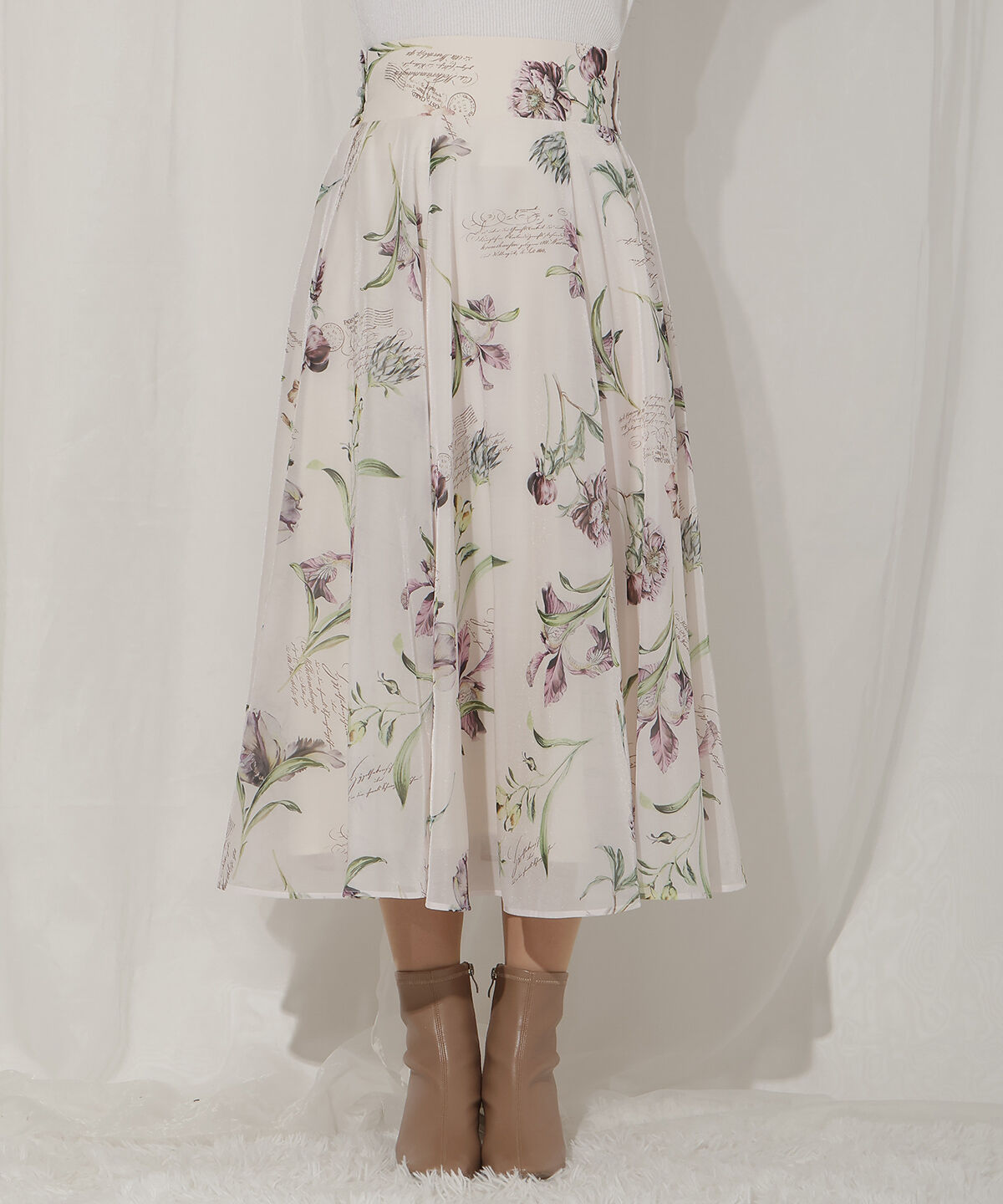 WILLSELECTION「ビッグリボンシアーフラワースカート」|フレア|