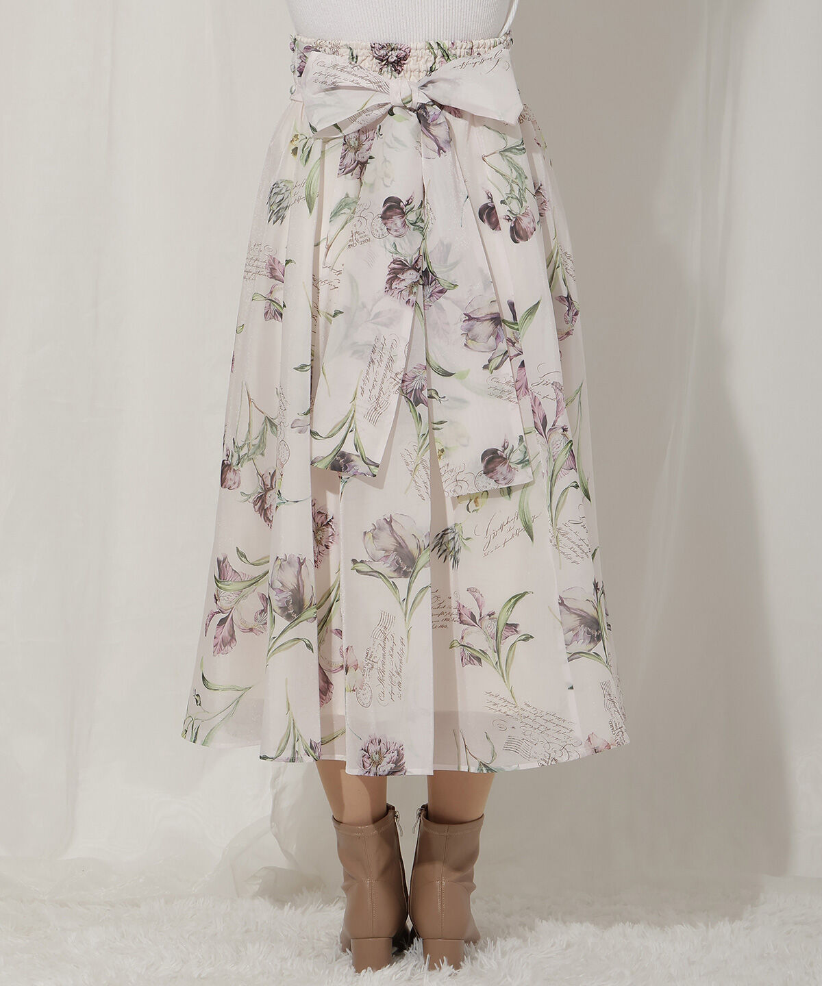 WILLSELECTION「ビッグリボンシアーフラワースカート」|フレア|