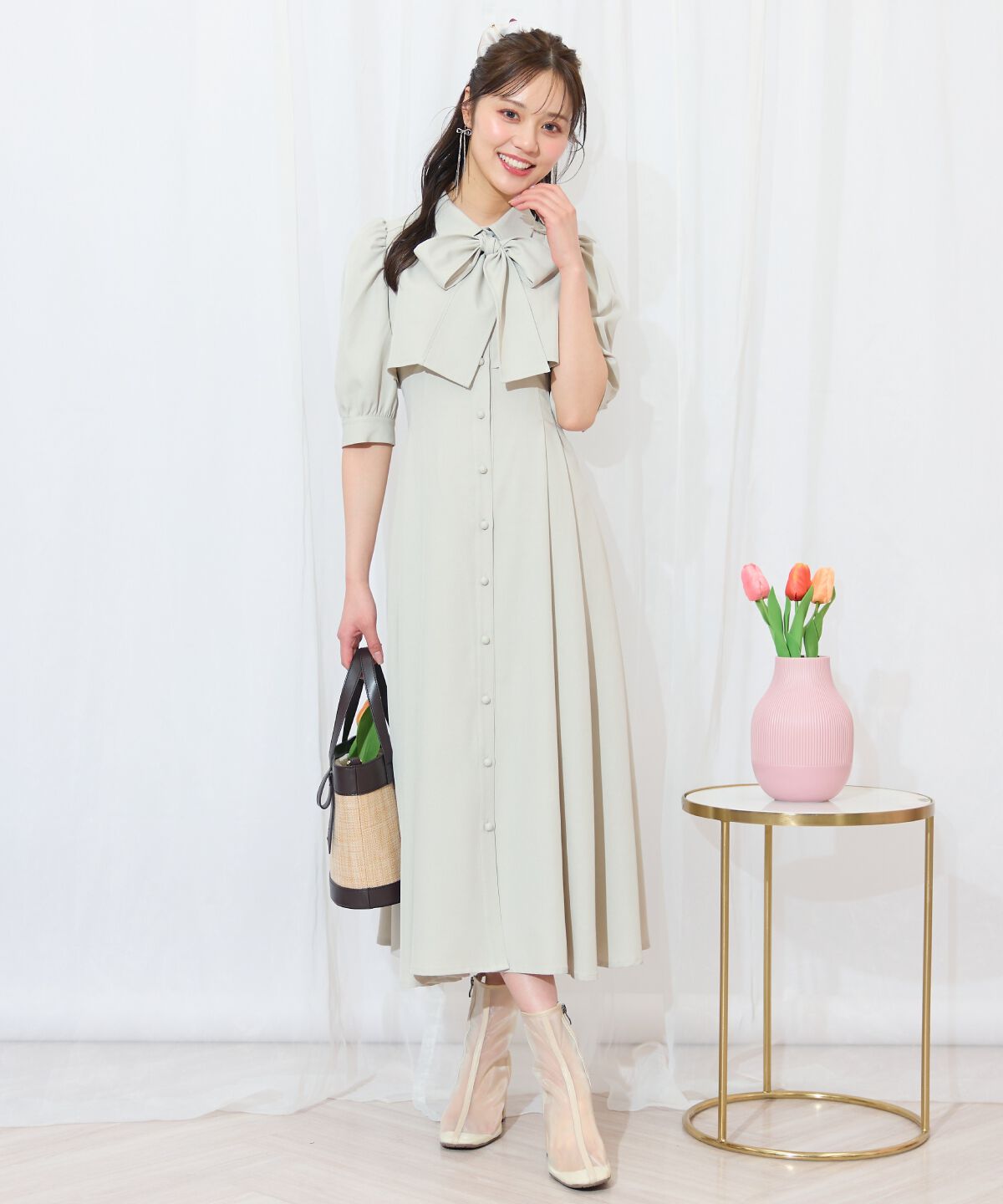 WILLSELECTION「レイヤードライクリボンタイシャツワンピース」|ワンピース|