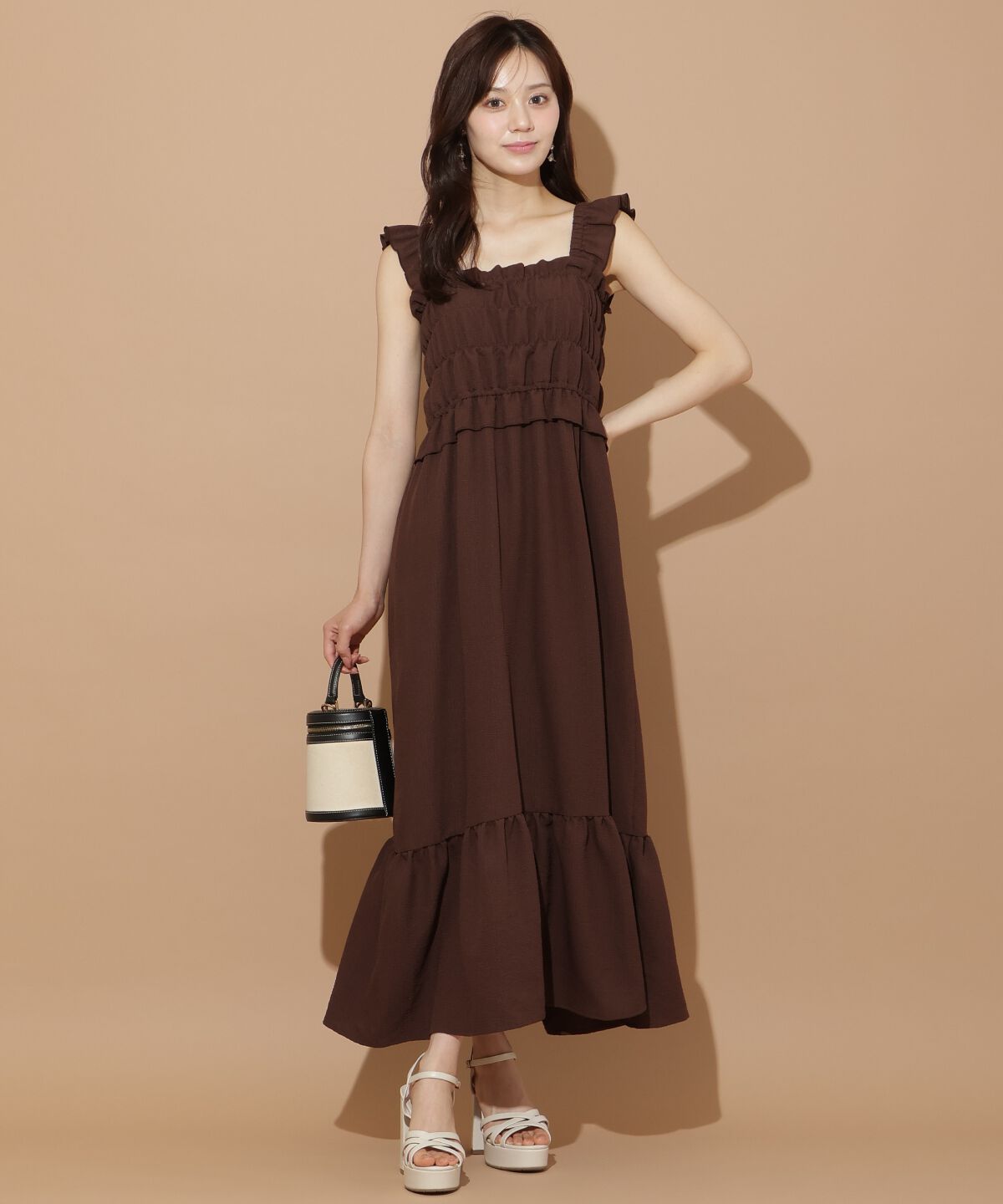 WILLSELECTION「肩フリルシャーリングワンピース」|ワンピース|