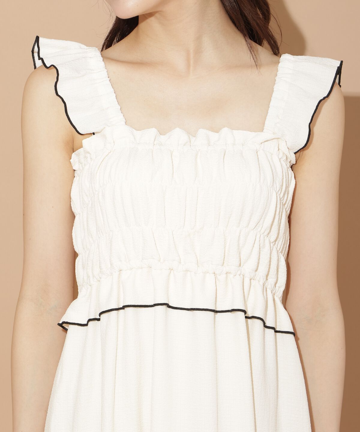 WILLSELECTION「肩フリルシャーリングワンピース」|ワンピース|