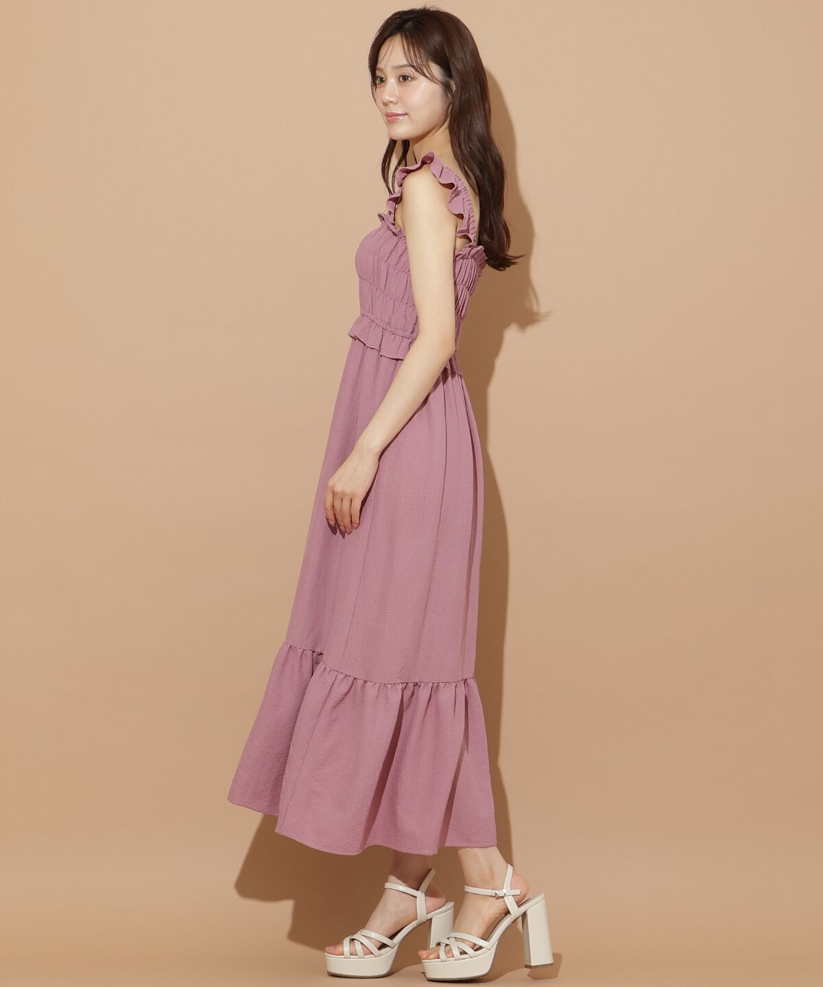 WILLSELECTION「肩フリルシャーリングワンピース」|ワンピース|