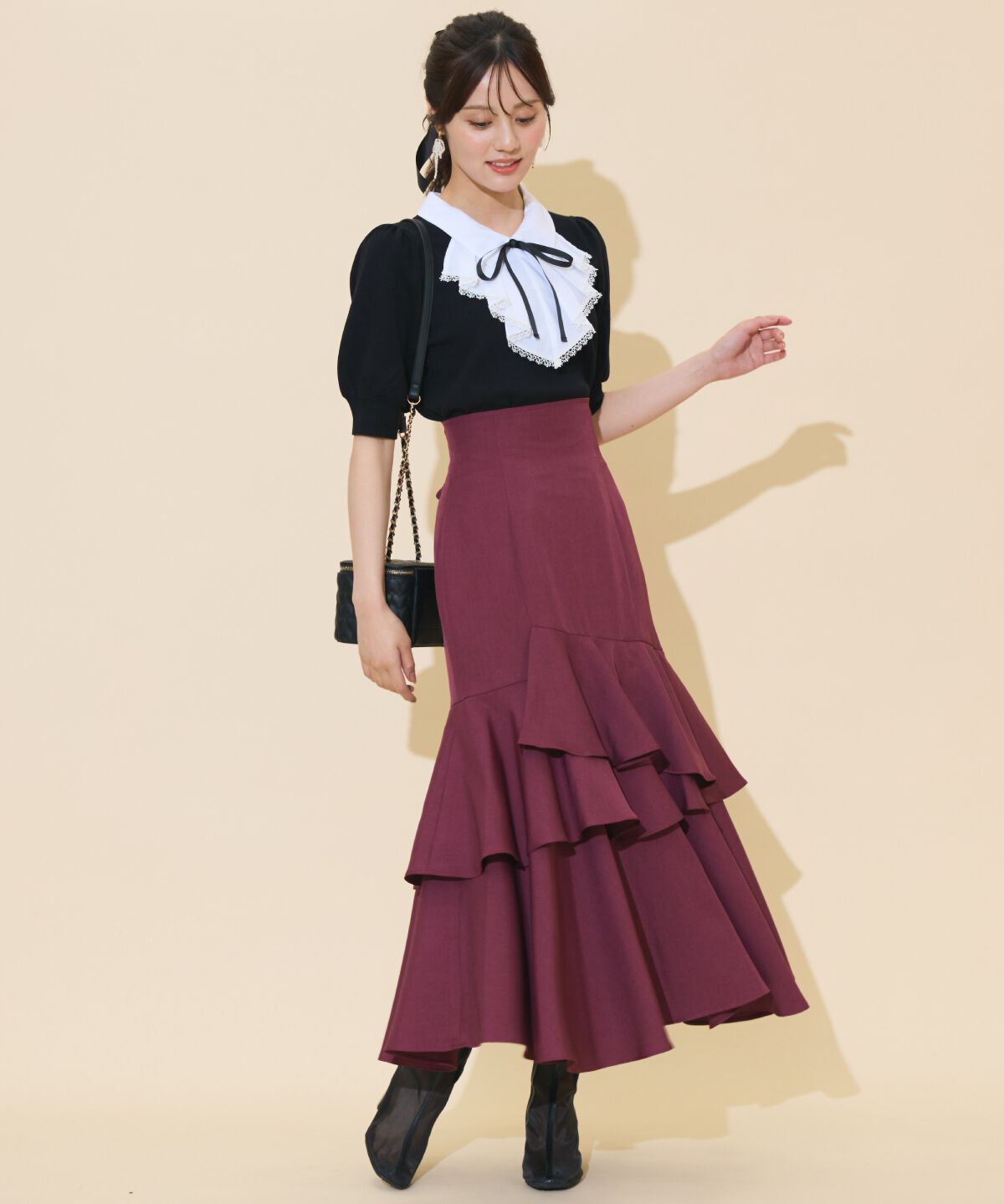 WILLSELECTION「アシメレイヤードハイウエストスカート」|フレア|