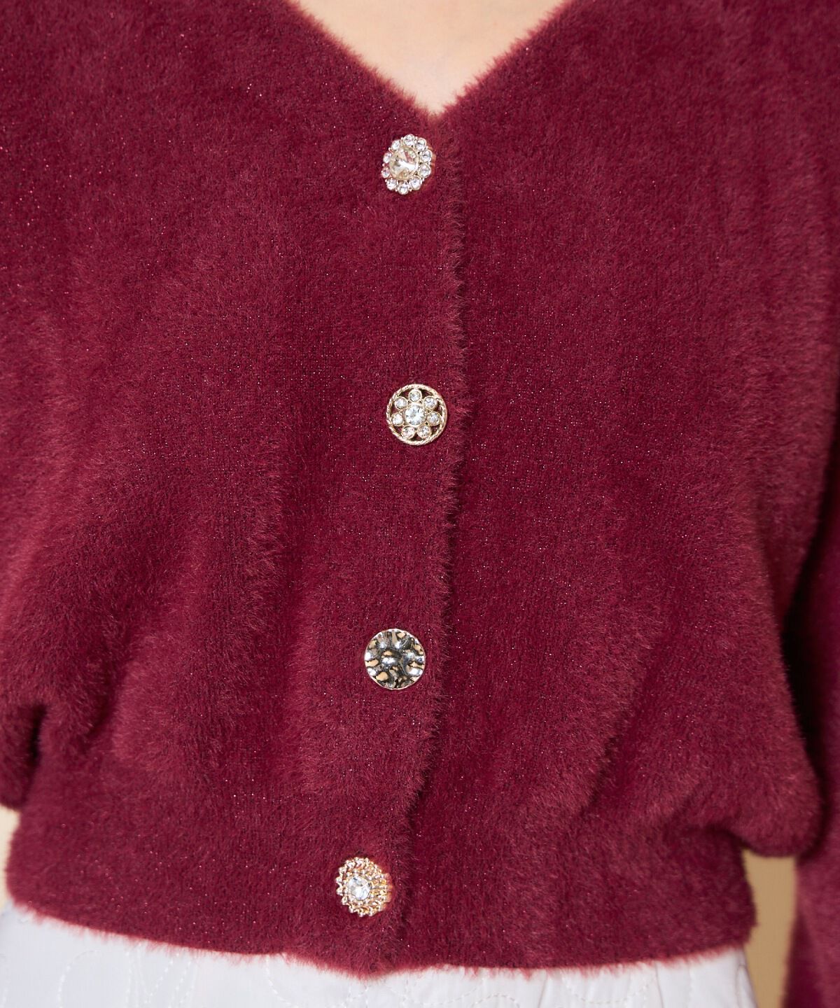 WILLSELECTION「アソートボタンラメフェザーカーディガン」|カーディガン|