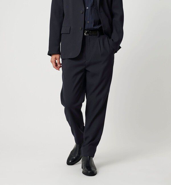 BEAUTY&YOUTH UNITED ARROWS「トリコチン ポリエステル 1プリーツ テーパードパンツ NO.5 セットアップ対応」|チノ|NAVY