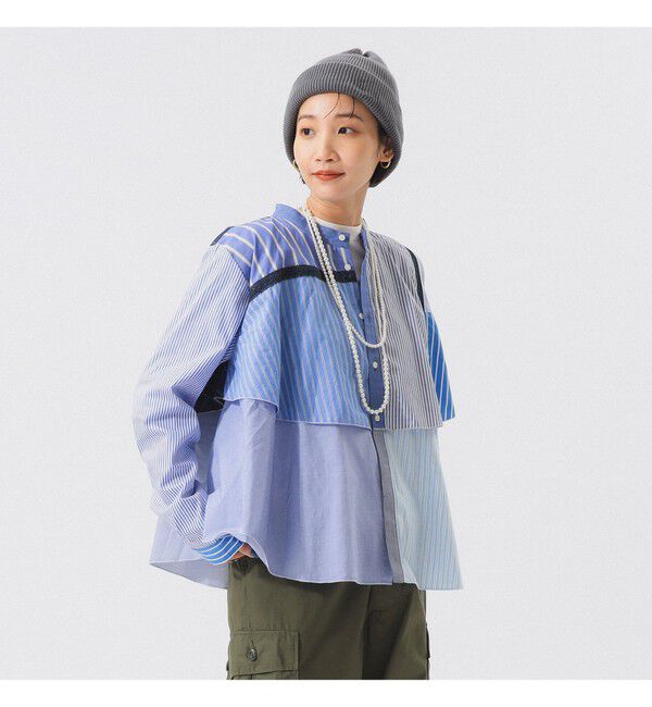BEAMSBOY「【別注】TORI-TO / レイヤード シャツ」|シャツ・ブラウス|NAVY
