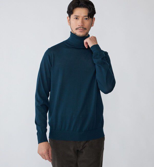 SHIPS「SHIPS: HANDFRAME 16ゲージ タートルネック ニット」|ニット・セーター|コバルトブルー