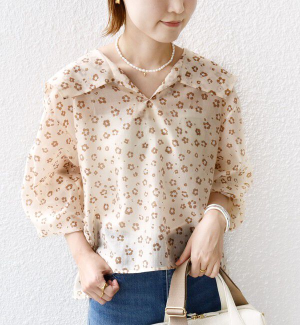 SHIPS for women「【WEB限定】〈手洗い可能〉ドット / レオパード プリント シアー ブラウス」|シャツ・ブラウス|