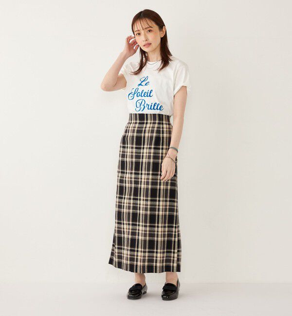 SHIPS Colors 「SHIPS Colors:〈手洗い可能〉カラミ チェック フロントスリット スカート」|タイト|