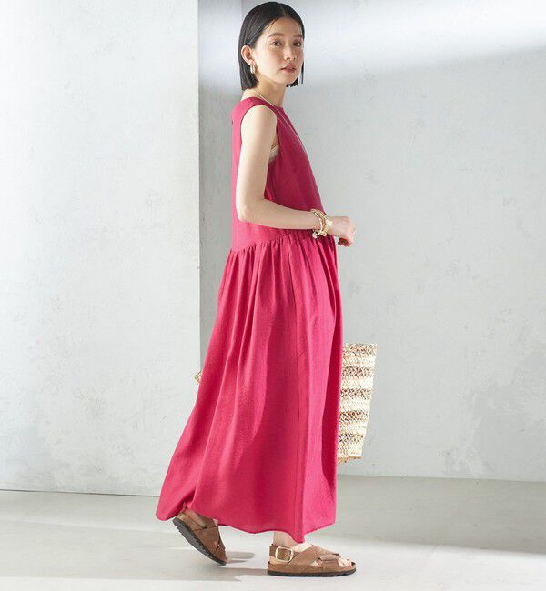 SHIPS for women「〈手洗い可能〉シルク混 シアー ノースリーブ ワンピース」|ワンピース|