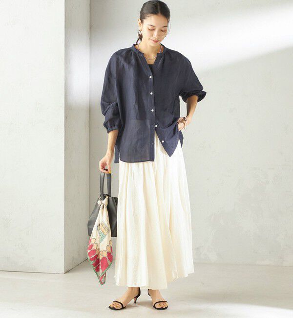 SHIPS for women「〈手洗い可能〉ウエスト ゴム ボリューム フレア ロング スカート」|スカート|