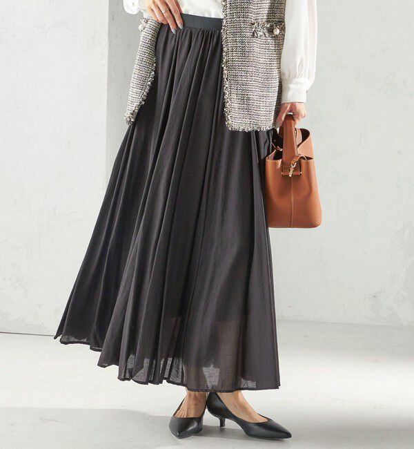 SHIPS for women「〈手洗い可能〉ウエスト ゴム ボリューム フレア ロング スカート」|スカート|