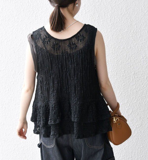 SHIPS any「SHIPS any:〈手洗い可能〉フラワー メッシュ 2WAY ティアード ペプラム ベスト」|ベスト・ジレ|