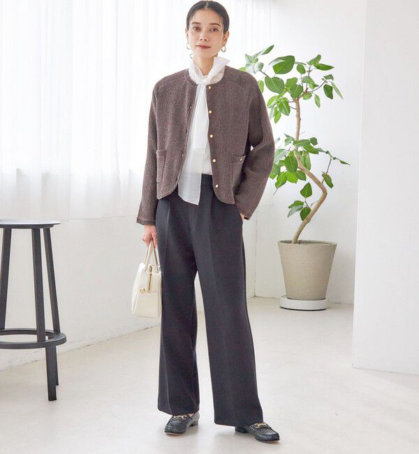 SHIPS for women「〈洗濯機可能 / セレモニー対応可〉ポリエステル レーヨン ダンボール ストレート パンツ」|その他|