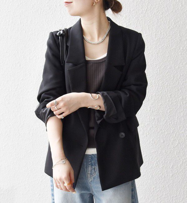 SHIPS any「SHIPS any:〈洗濯機可能〉ダブルクロス セミダブル ジャケット［NAVY BLUE］」|テーラードジャケット|