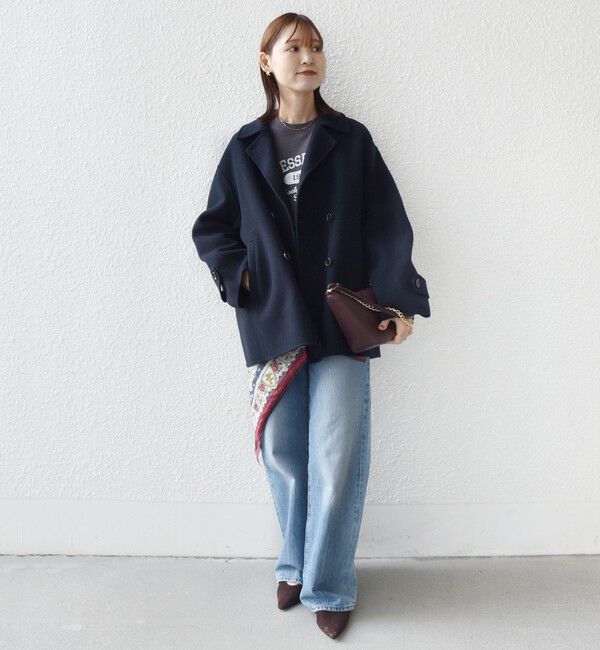 SHIPS for women「SUPER140 ダブル フェイス ショート コート」|ピーコート|