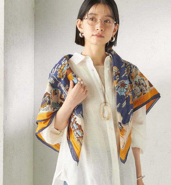 SHIPS for women「BINDU: スカーフ 100&times;100」|バンダナ・スカーフ|オレンジ