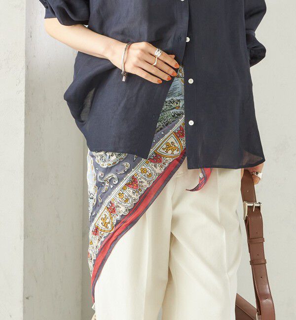 SHIPS for women「BINDU: スカーフ 100&times;100」|バンダナ・スカーフ|ネイビー