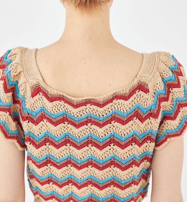 MACPHEE「ツイスティーボーダー クロップドトップス」|ニット・セーター|