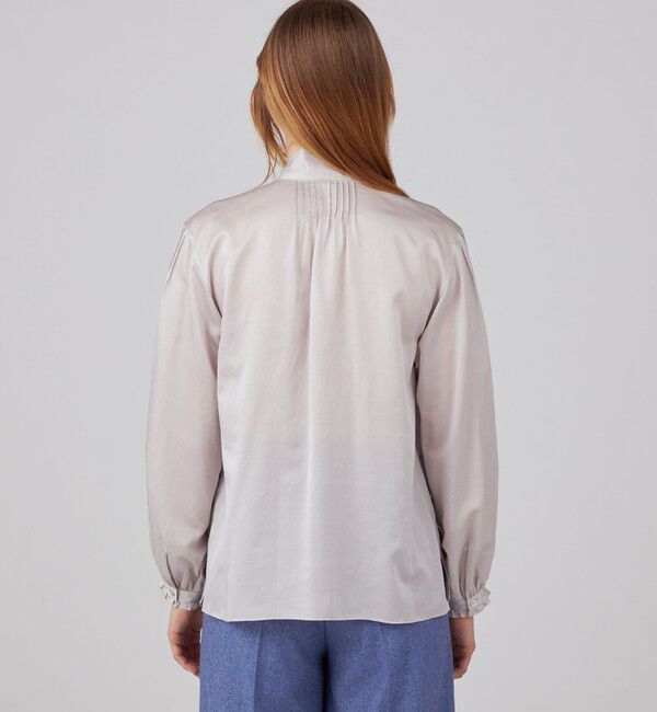 Ballsey「コットンシルクサテン ピンタックボウタイブラウス」|シャツ・ブラウス|