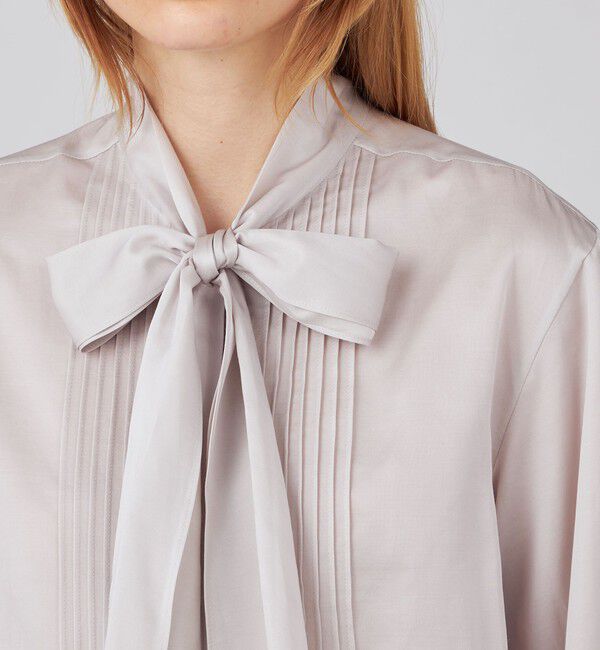 Ballsey「コットンシルクサテン ピンタックボウタイブラウス」|シャツ・ブラウス|