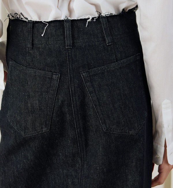 DES PRES「ブラックデニム ブラレット付きマキシスカート」|タイト|