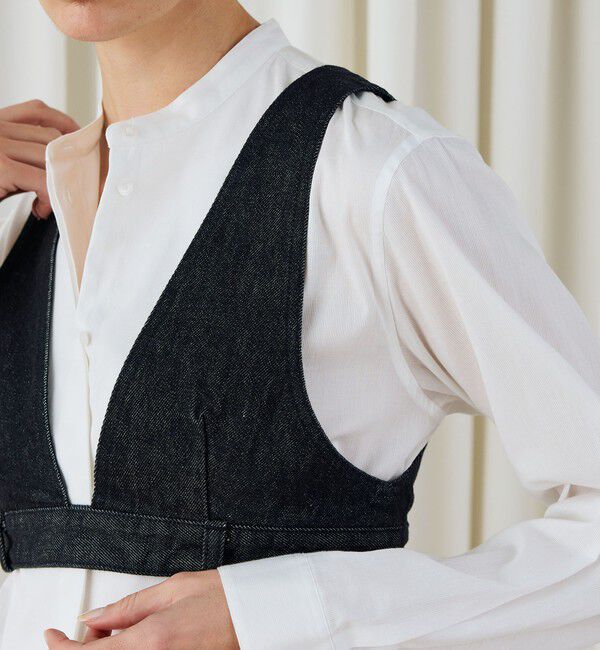 DES PRES「ブラックデニム ブラレット付きマキシスカート」|タイト|