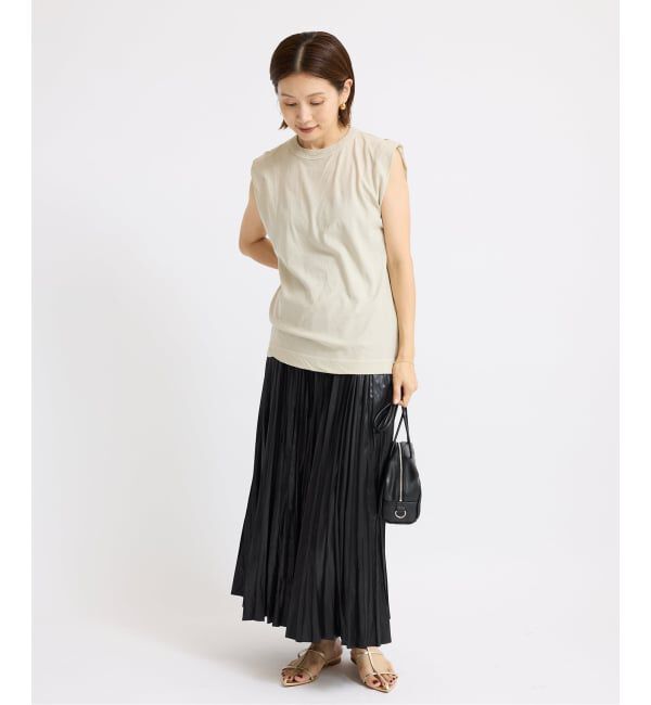 IENA「レザーライクサテンプリーツスカート」|スカート|