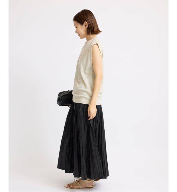 IENA「レザーライクサテンプリーツスカート」|スカート|
