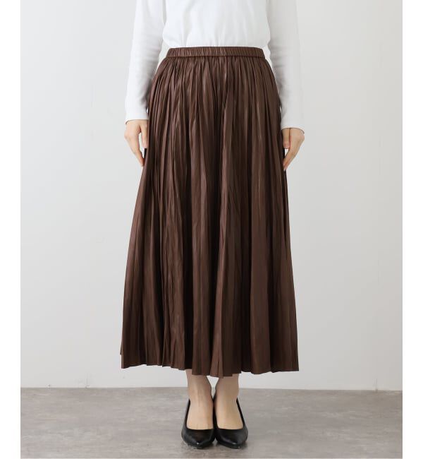IENA「レザーライクサテンプリーツスカート」|スカート|