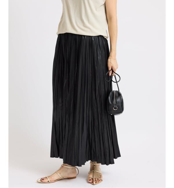 IENA「レザーライクサテンプリーツスカート」|スカート|