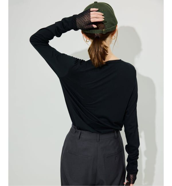 SLOBE IENA「《追加4》レイヤードフロッキードットスリーブロンTEE」|Tシャツ・カットソー|