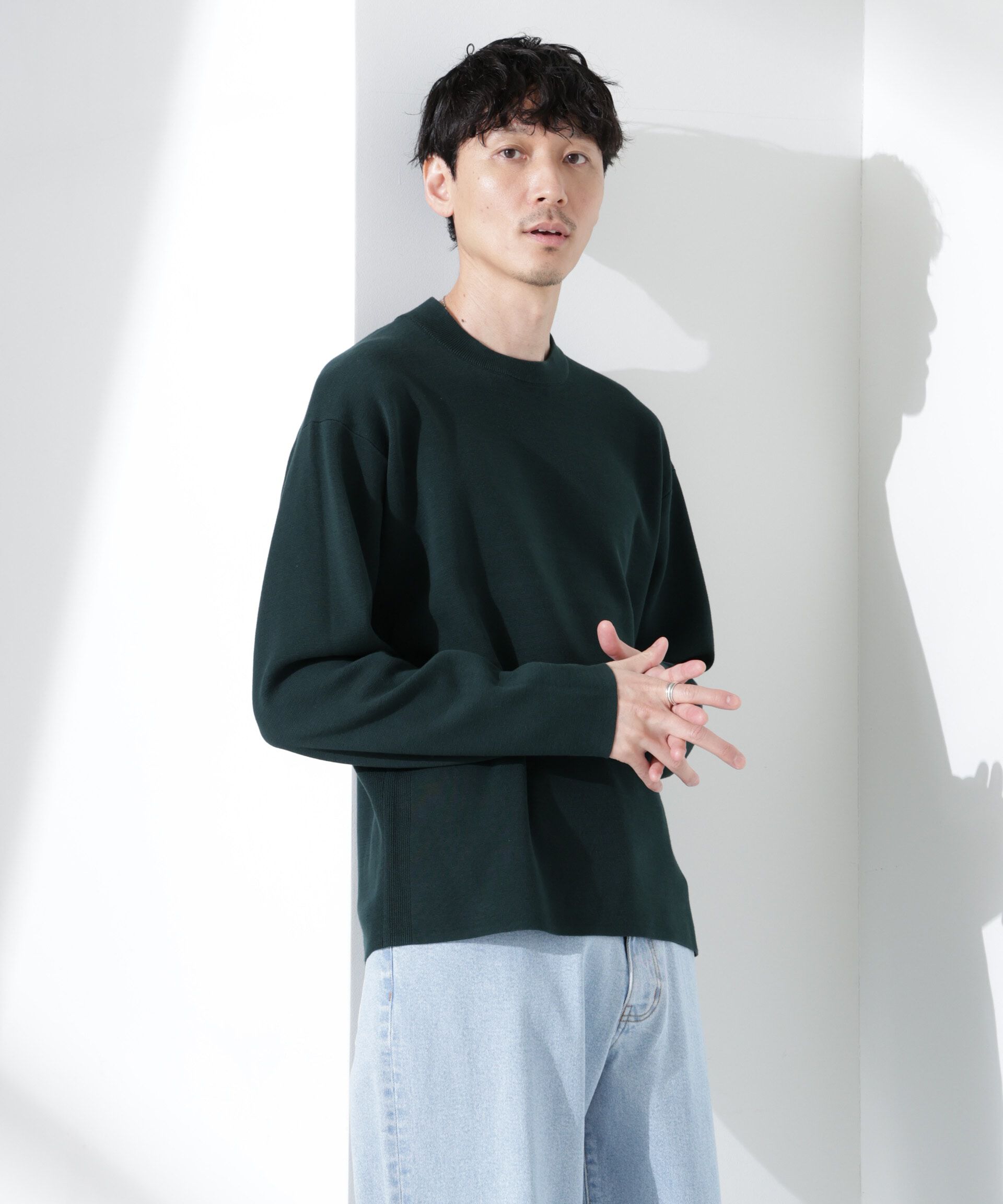 nano･universe「14ゲージミラノリブ ジャケTEE 長袖 （手洗い可能）」|ニット・セーター|