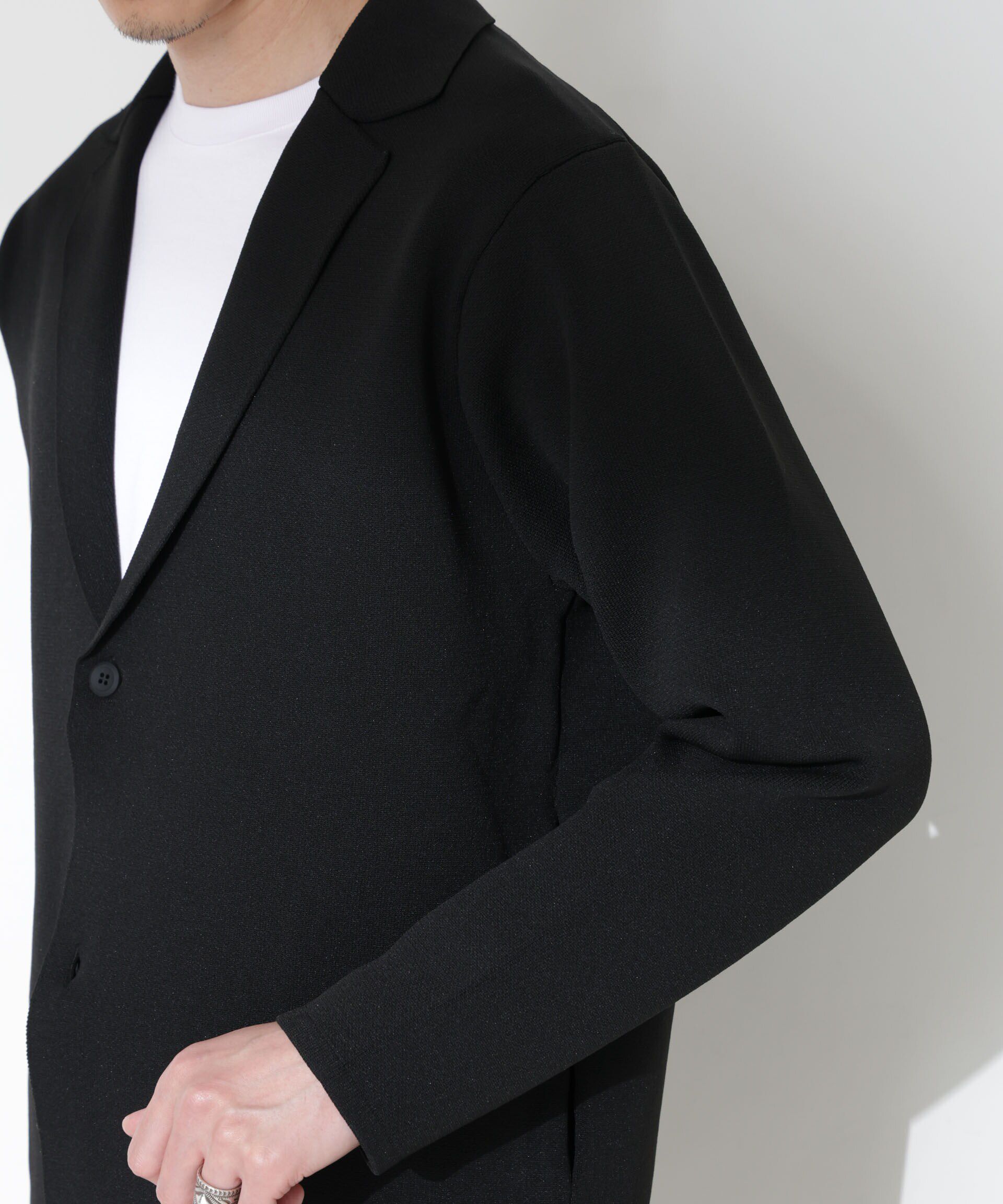 nano･universe「スポンディッシュ ミラノリブ テーラードジャケット」|ニット・セーター|