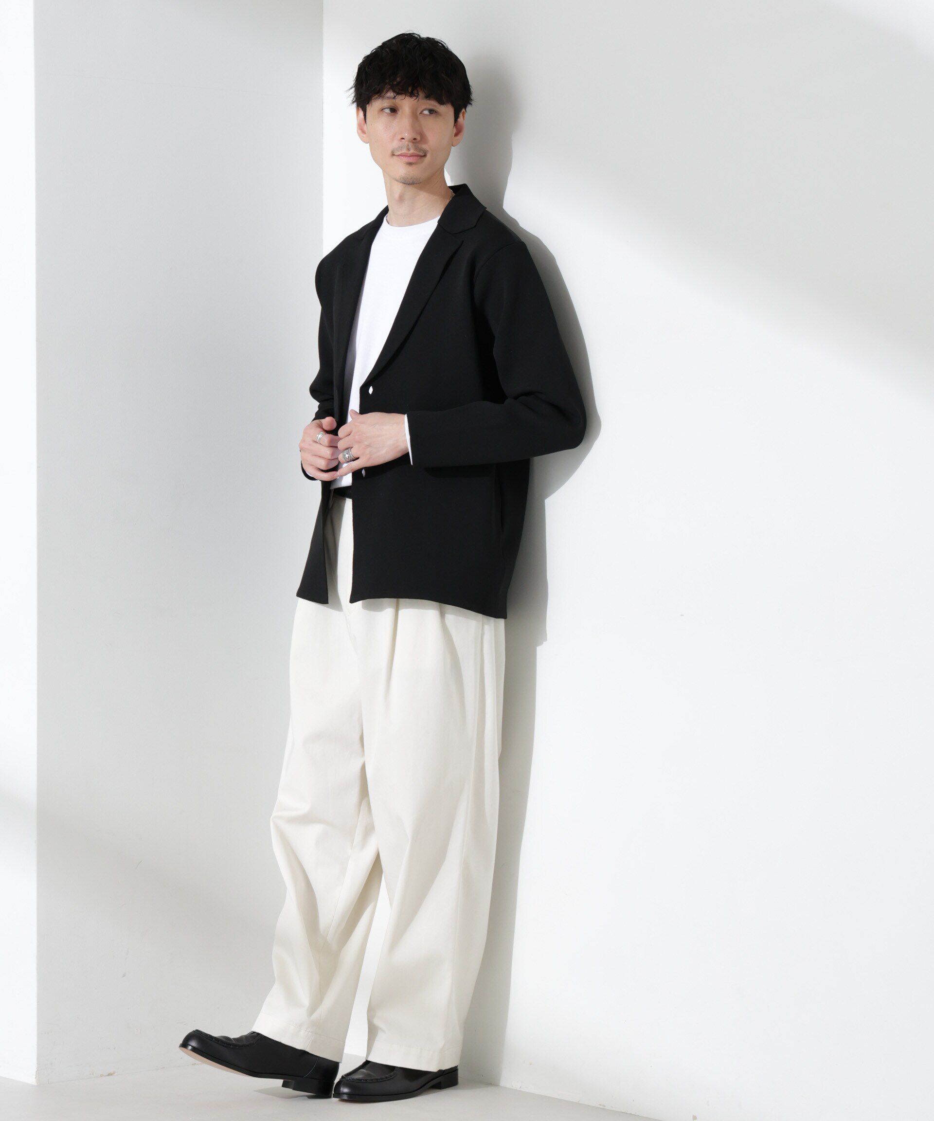 nano･universe「スポンディッシュ ミラノリブ テーラードジャケット」|ニット・セーター|