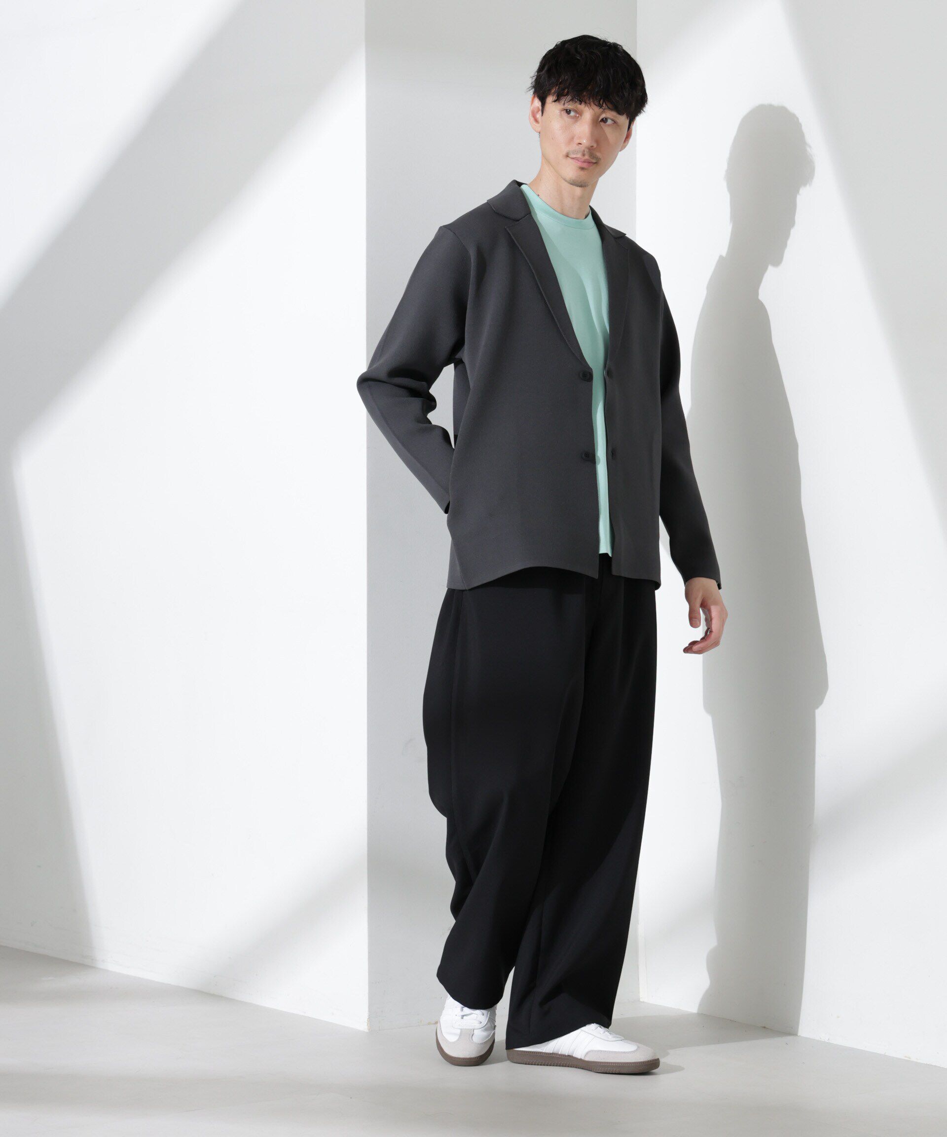 nano･universe「スポンディッシュ ミラノリブ テーラードジャケット」|ニット・セーター|