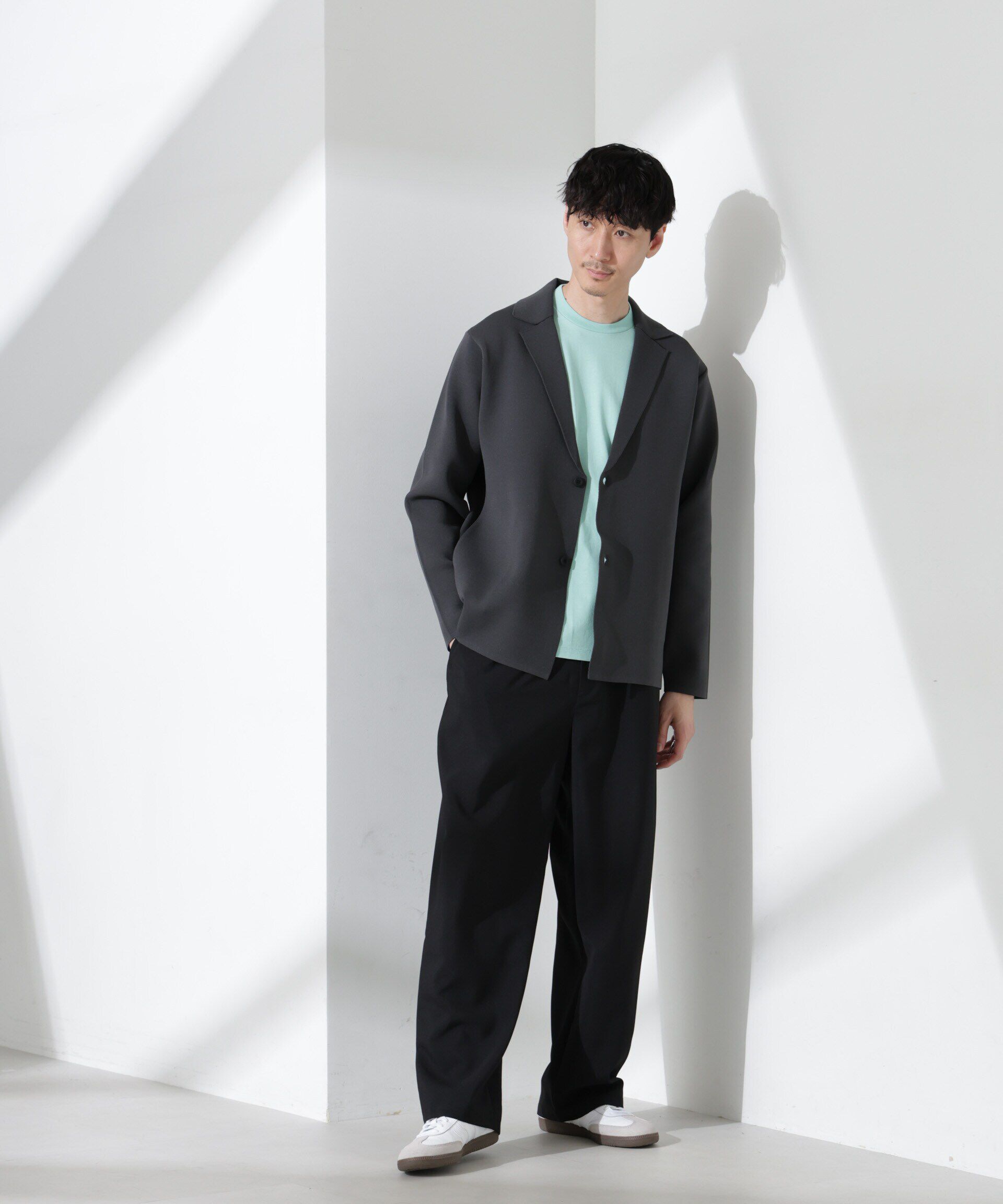 nano･universe「スポンディッシュ ミラノリブ テーラードジャケット」|ニット・セーター|