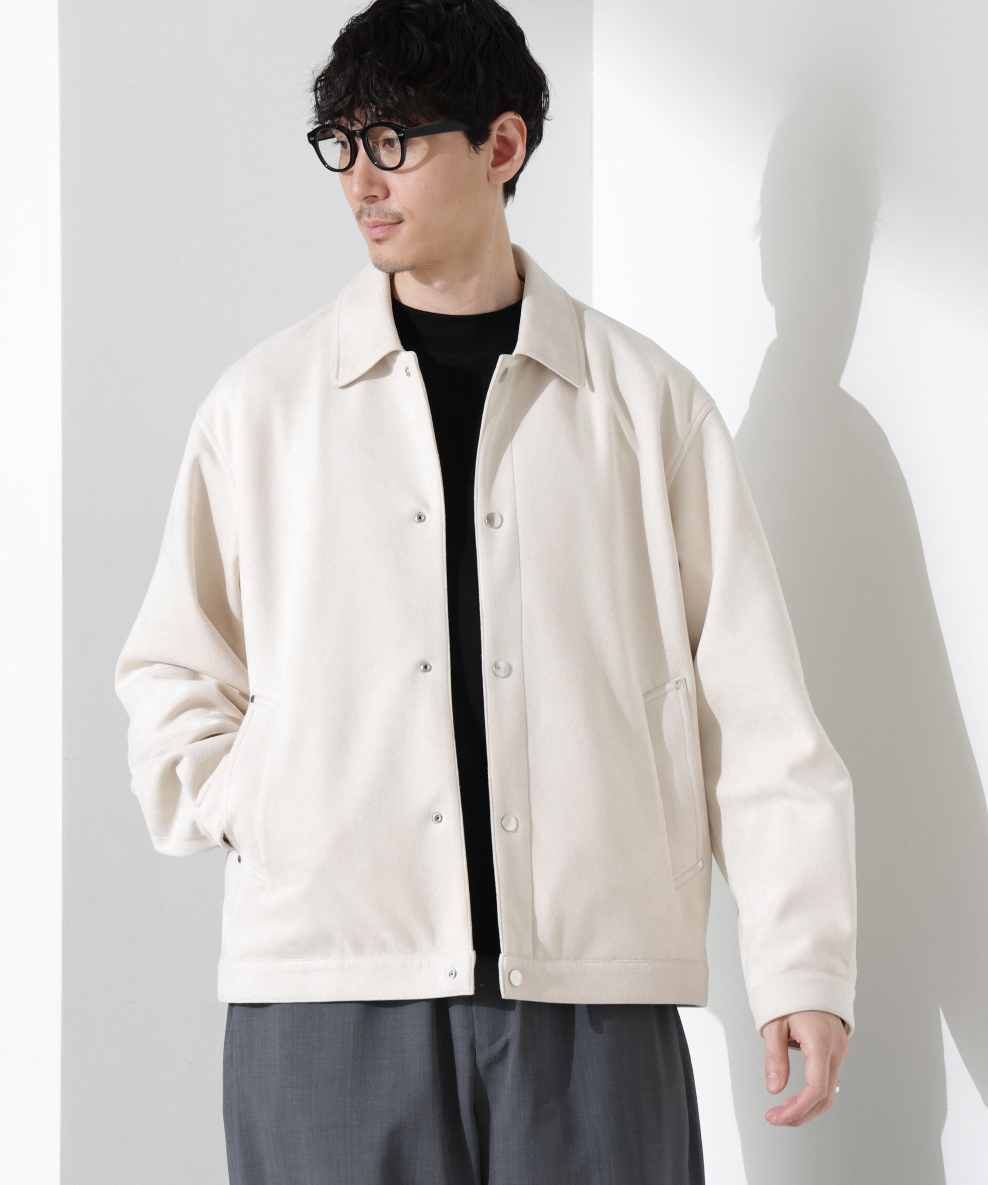 nano･universe「フェイクスエードシャツブルゾン」|ブルゾン・スタジャン|