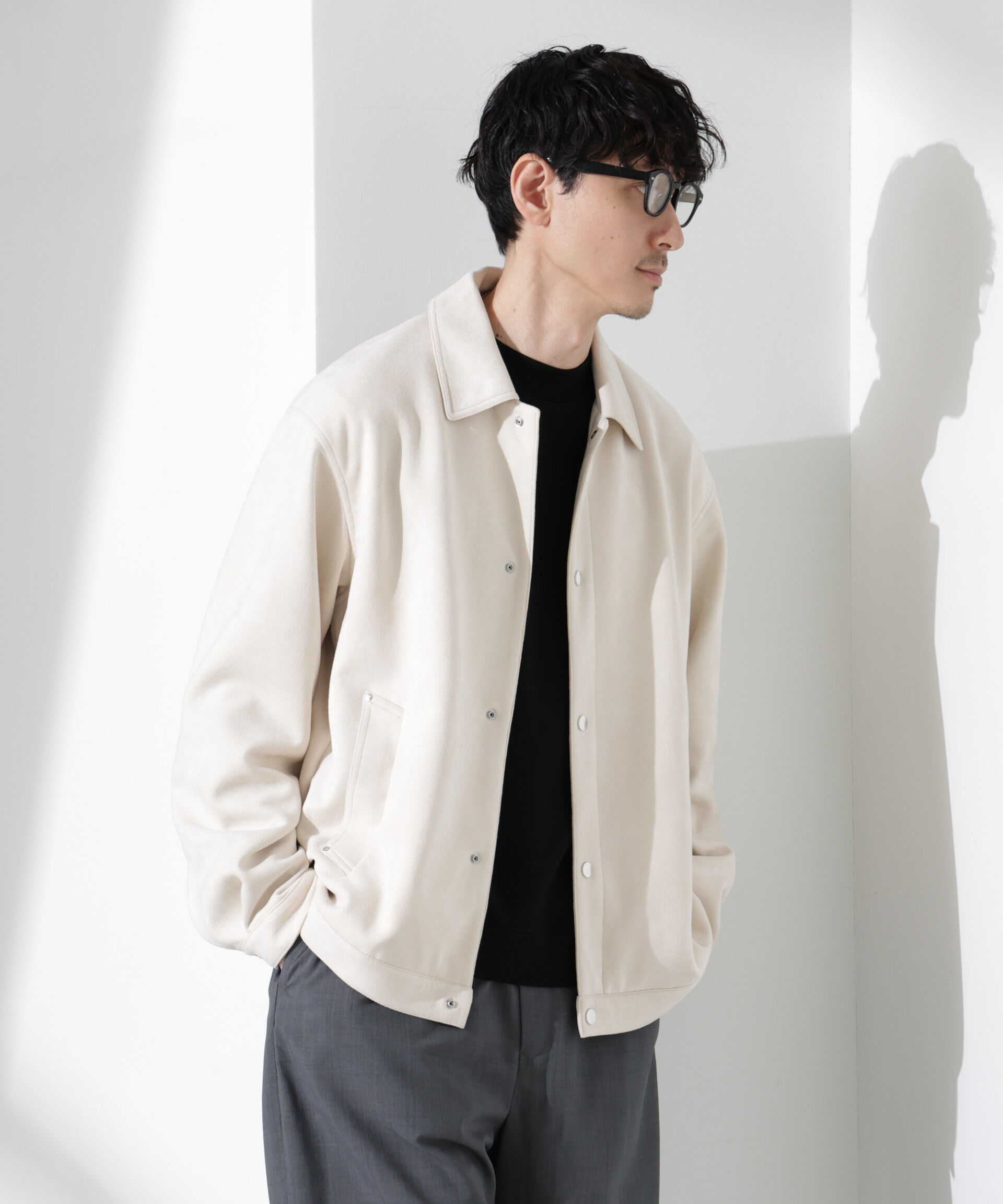 nano･universe「フェイクスエードシャツブルゾン」|ブルゾン・スタジャン|