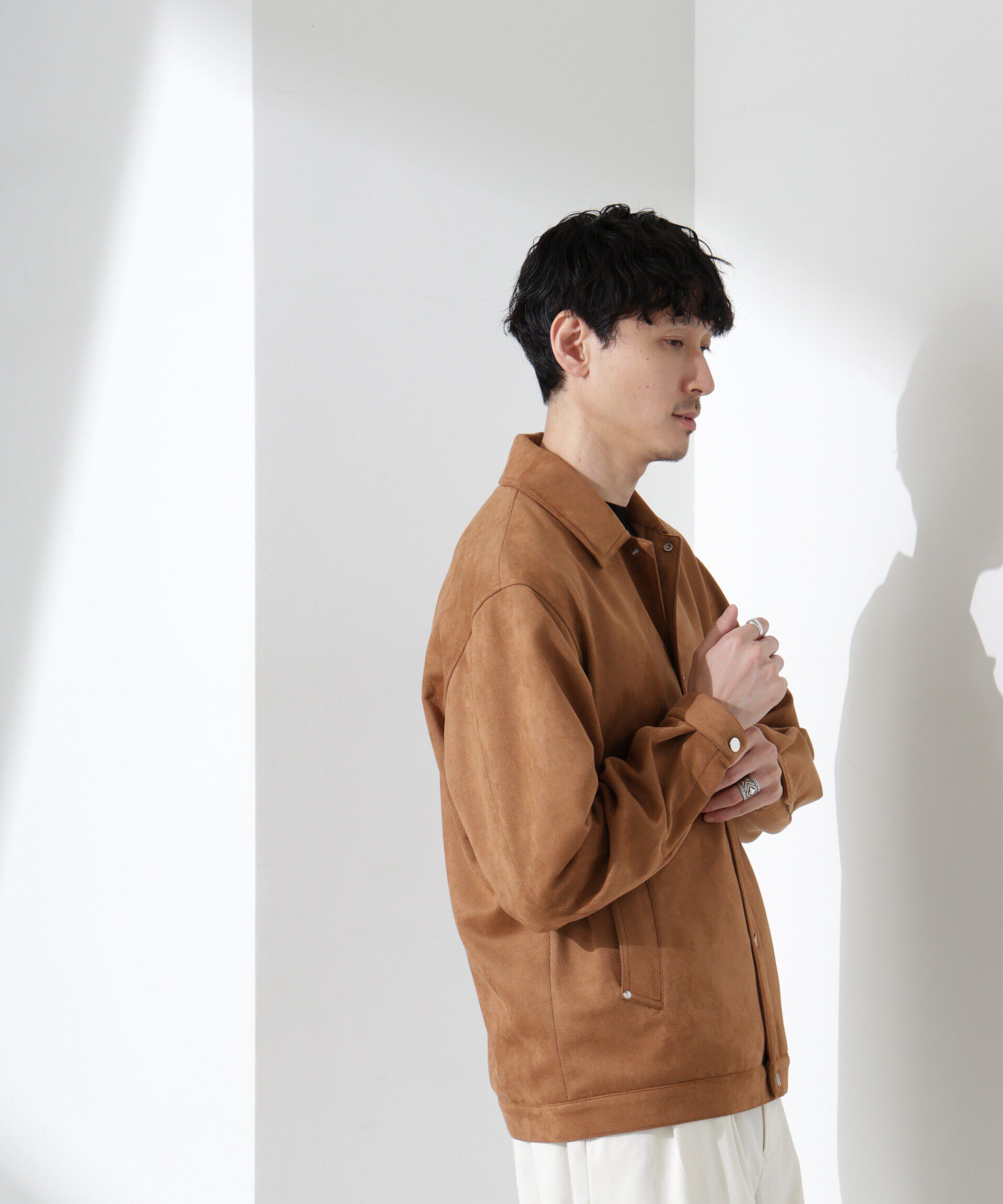 nano･universe「フェイクスエードシャツブルゾン」|ブルゾン・スタジャン|