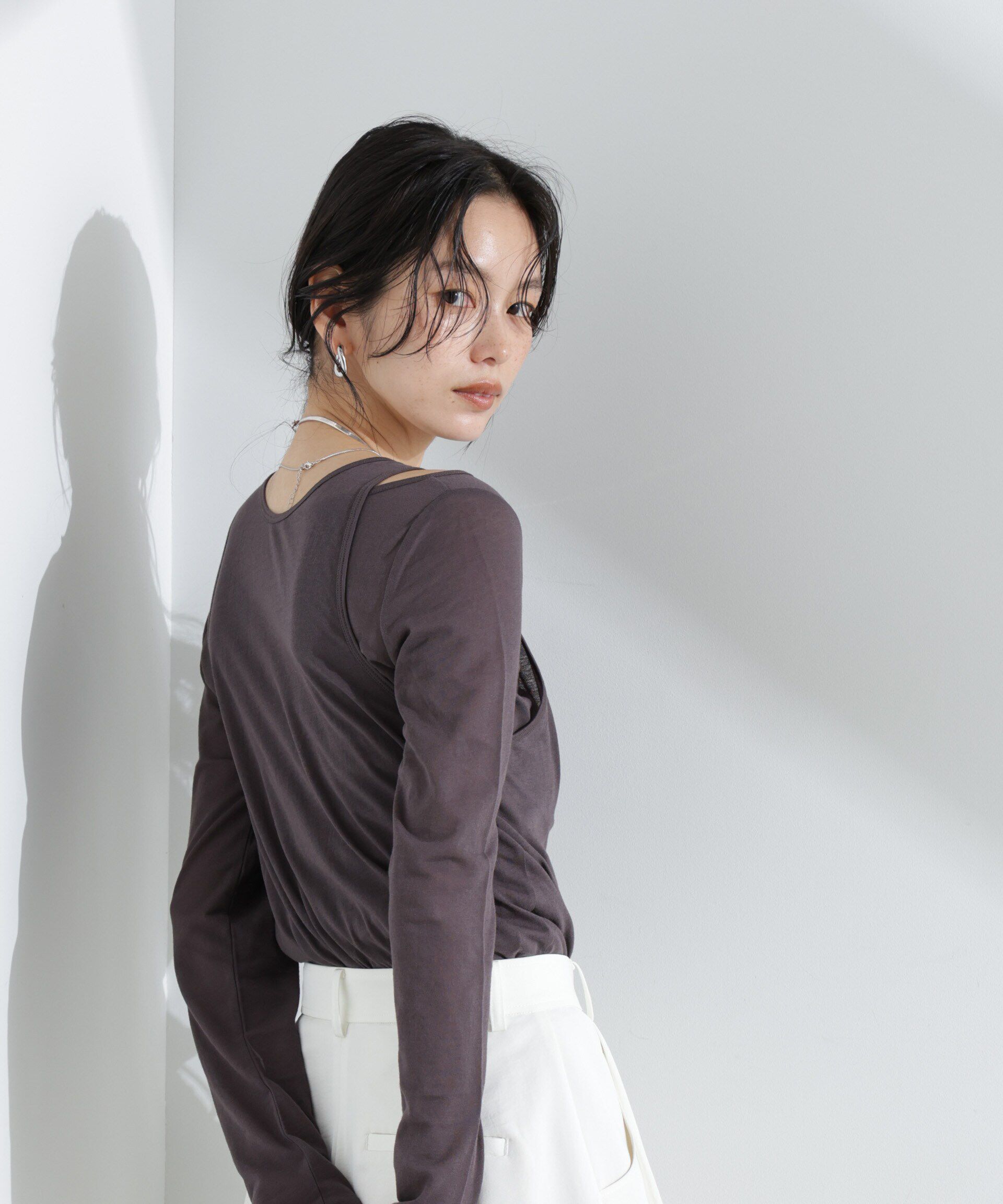 nano･universe「シアータンクトップ＋ロンTレイヤードセット」|Tシャツ・カットソー|