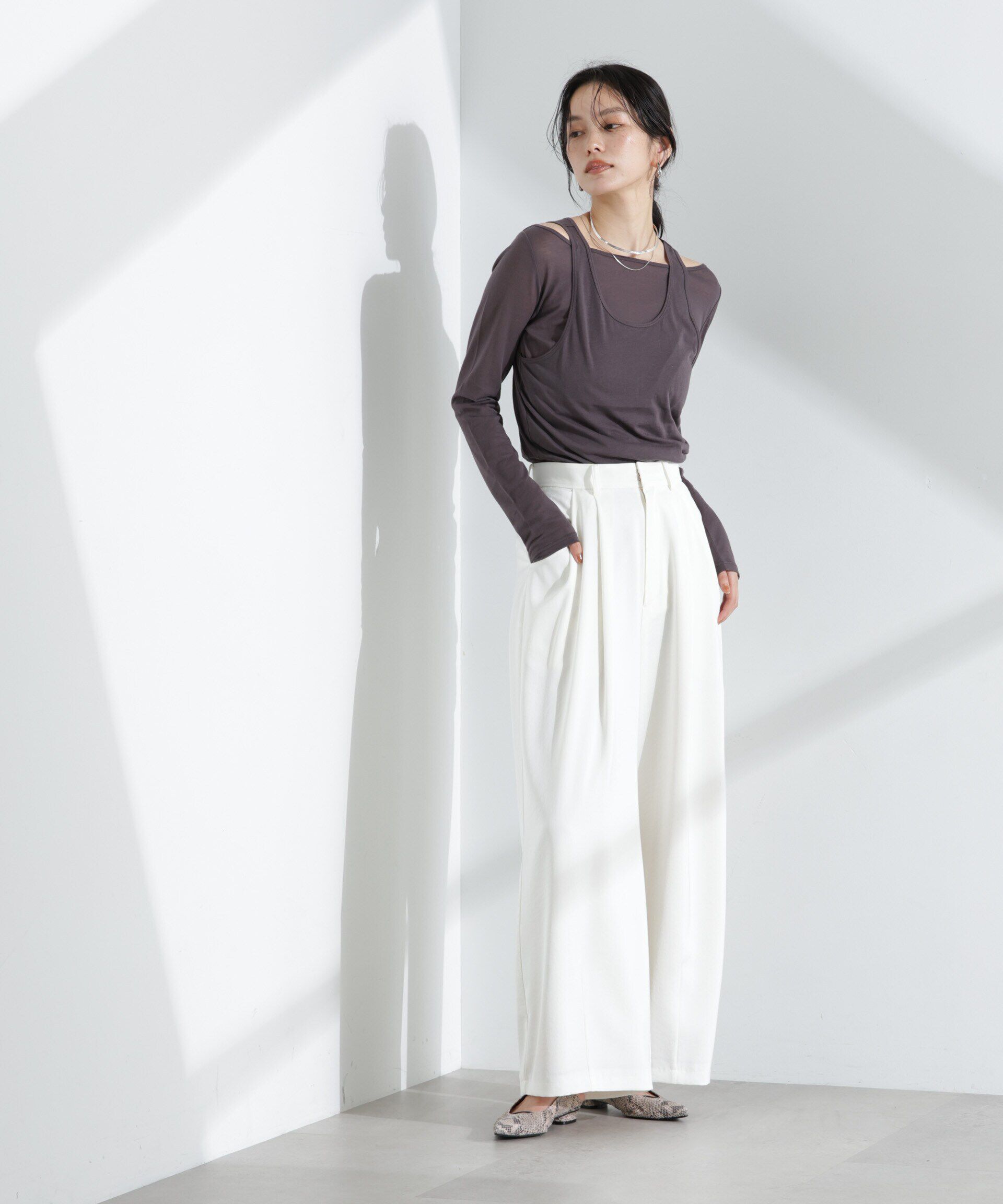 nano･universe「シアータンクトップ＋ロンTレイヤードセット」|Tシャツ・カットソー|