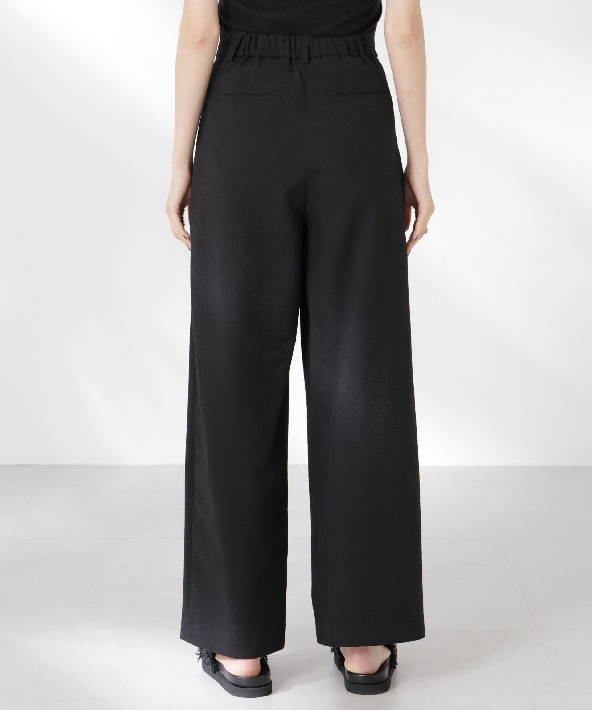 nano･universe「サッカータックワイドパンツ(セットアップ可)」|チノ|