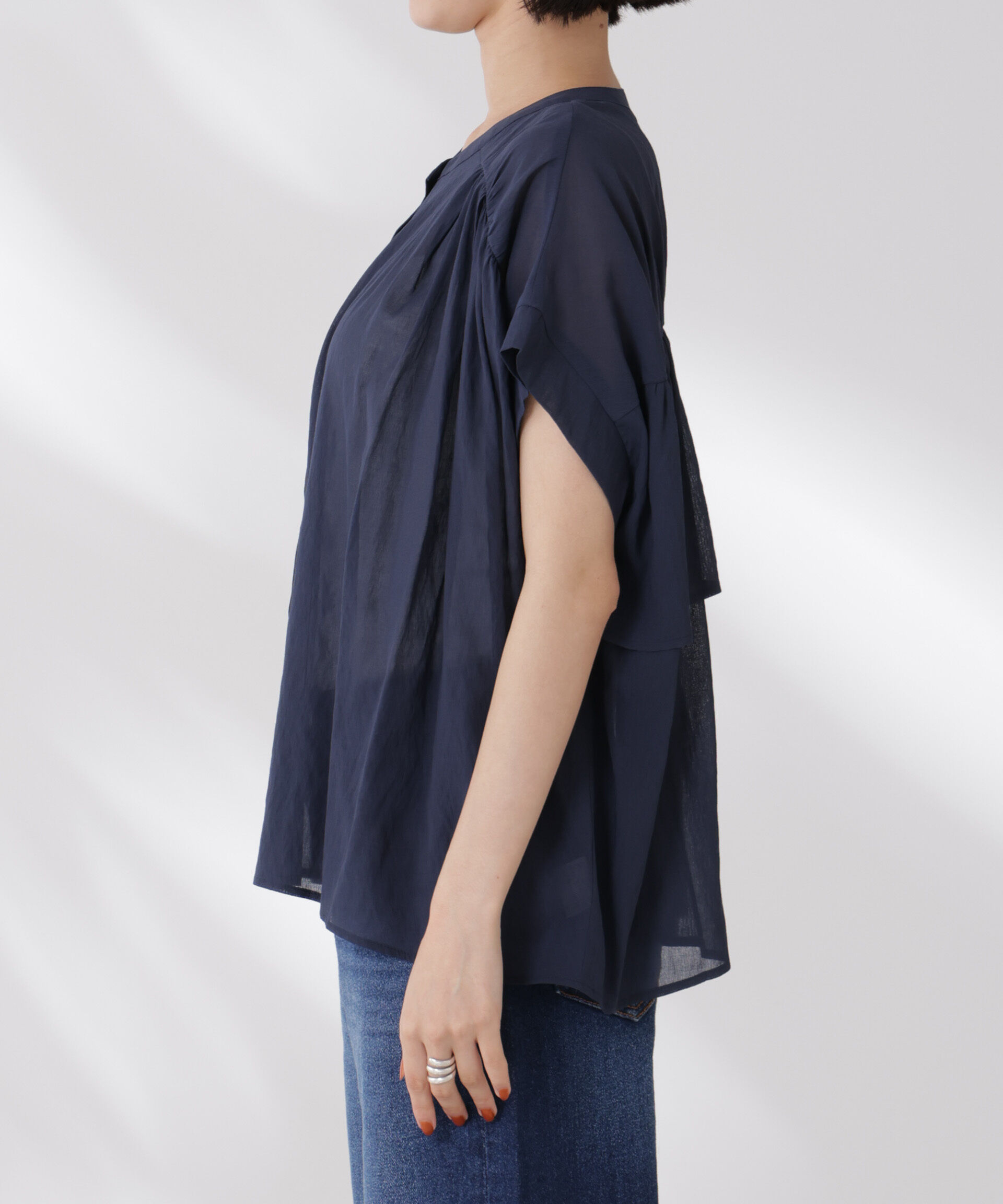 nano･universe「バックフリルギャザーシアーブラウス(セットアップ可)」|シャツ・ブラウス|