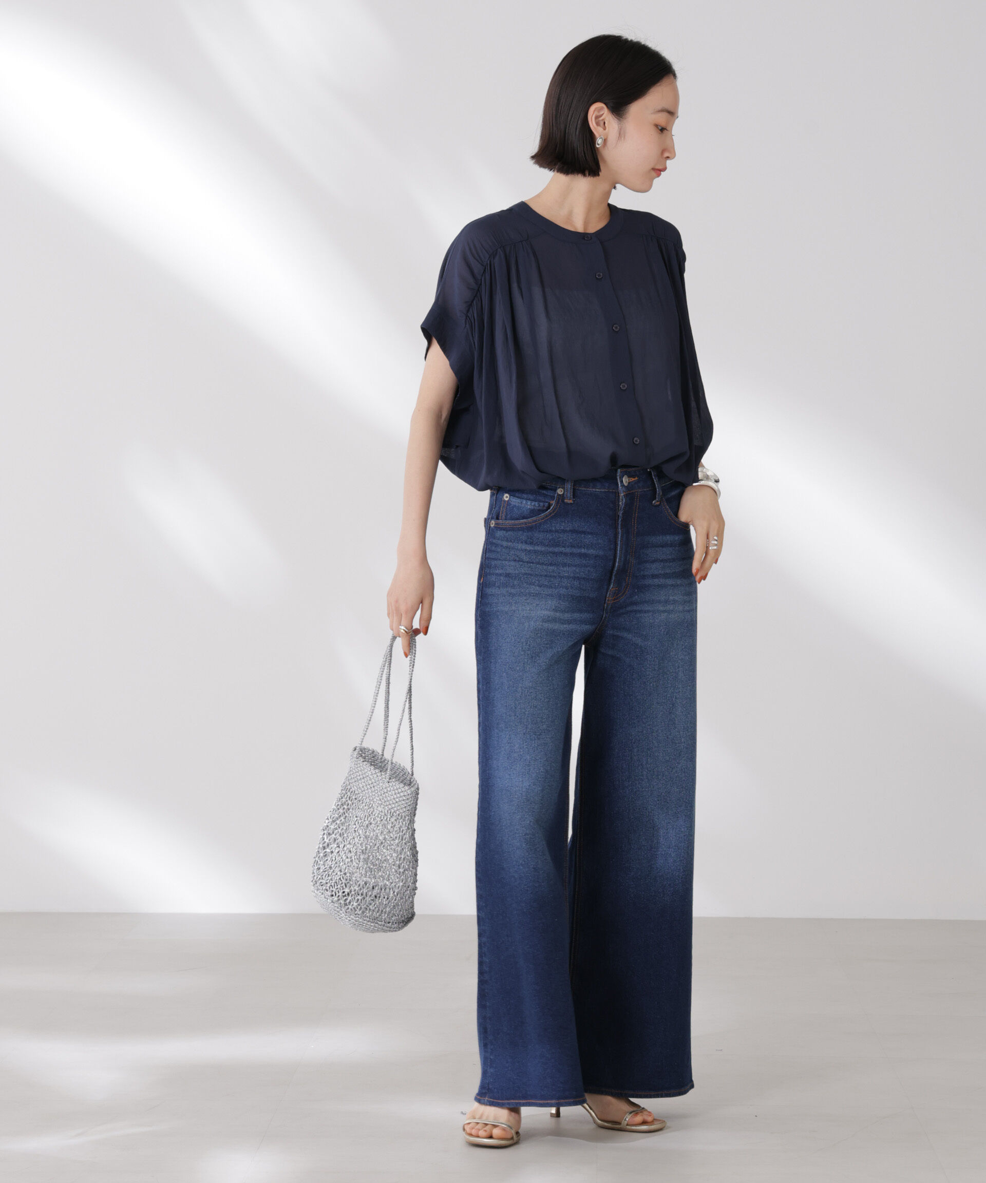 nano･universe「バックフリルギャザーシアーブラウス(セットアップ可)」|シャツ・ブラウス|