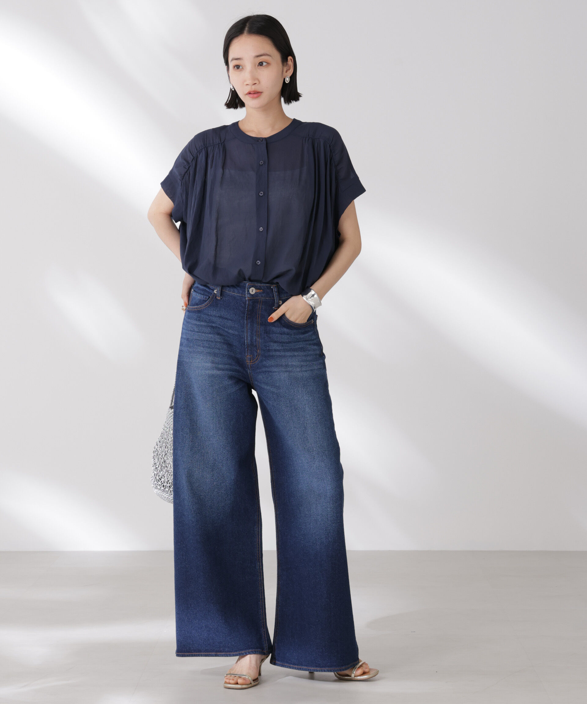 nano･universe「バックフリルギャザーシアーブラウス(セットアップ可)」|シャツ・ブラウス|